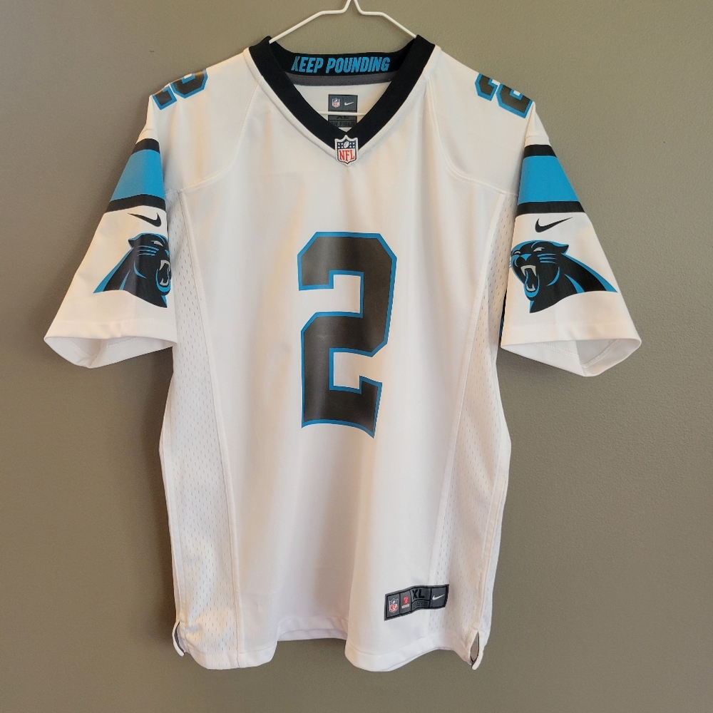 Nike White and Blue Caroluna Panthers Youth XL Football Jersey